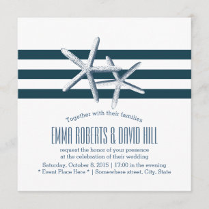 Eenvoudige Nautical Starfish Wedding Invitations Kaart