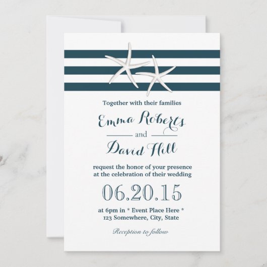 Eenvoudige Nautical Starfish Wedding Kaart (Voorkant)