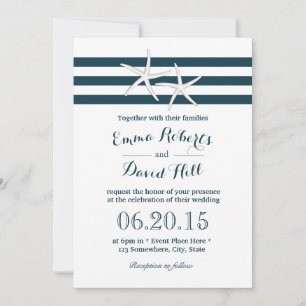 Eenvoudige Nautical Starfish Wedding Kaart