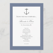 Eenvoudige nautische anker bruiloft | Dusty Blue Programmakaart (Voorkant)