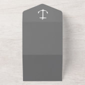 Eenvoudige nautische anker bruiloft | Grijs All In One Uitnodiging (Buitenkant)