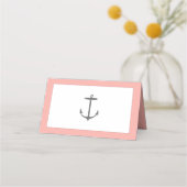 Eenvoudige nautische anker bruiloft | koraal plaatskaartje (Achterkant)
