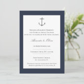 Eenvoudige nautische anker bruiloft | Marine Blauw Kaart (Staand voorkant)