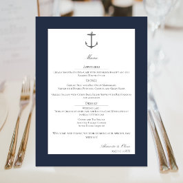 Eenvoudige nautische anker bruiloft | Marine Blauw Menu
