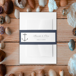 Eenvoudige nautische anker bruiloft | Marine Blauw Uitnodigingen Wikkel