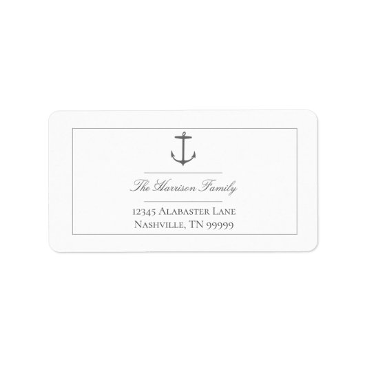 Eenvoudige nautische anker bruiloft | Wit adres Etiket (Voorkant)
