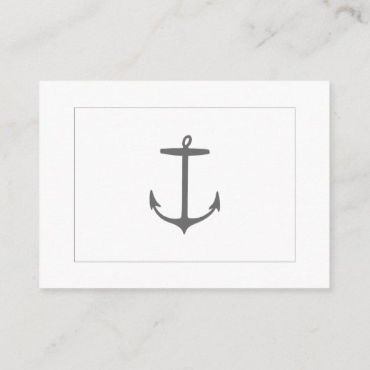 Eenvoudige nautische anker bruiloft | Wit Informatiekaartje (Achterkant)