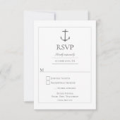 Eenvoudige nautische anker bruiloft | Wit RSVP Kaartje (Voorkant)