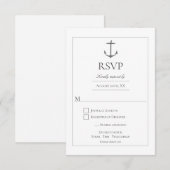 Eenvoudige nautische anker bruiloft | Wit RSVP Kaartje (Voorkant / Achterkant)