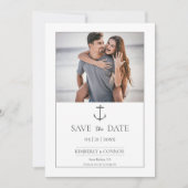 Eenvoudige Nautische Anker Foto Save the Date | Wi (Voorkant)