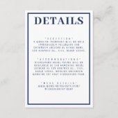Eenvoudige nautische blauw & witte grens bruiloft informatiekaartje (Voorkant)