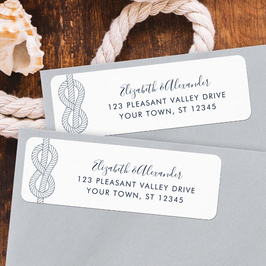 Eenvoudige nautische touw knoop bruiloft retour ad etiket