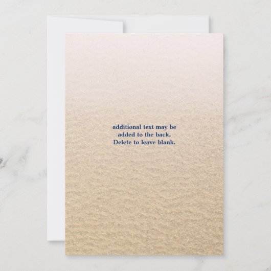 Eenvoudige nautische zandstrand bruiloft uitnodigi kaart (Achterkant)