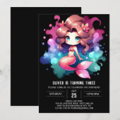 Eenvoudige Nautische Zeemeermin Verjaardag Kaart (Voorkant / Achterkant)