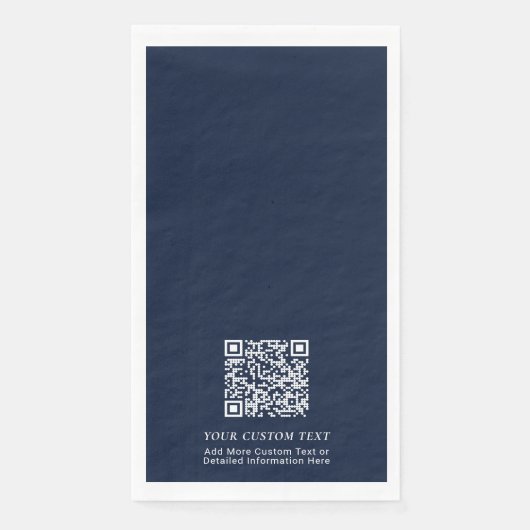 Eenvoudige Navy Aangepaste QR-code Zakelijke Promo Servet (Voorkant)