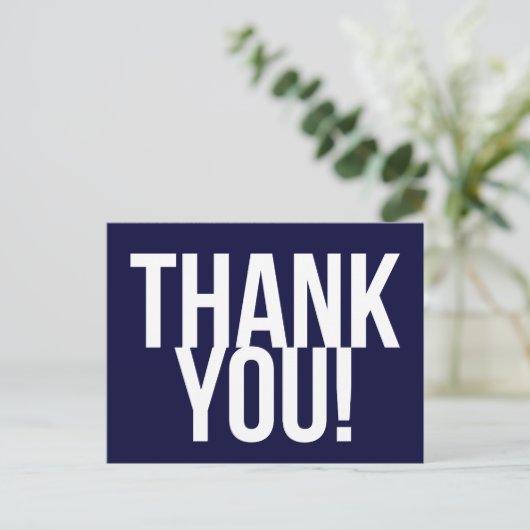 Eenvoudige Navy Blauw en Wit Dank U Briefkaart (Staand voorkant)