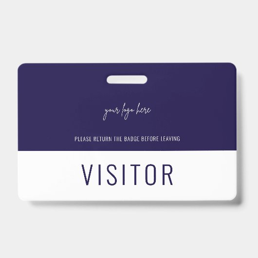 Eenvoudige Navy Blauwe Bezoekerspas Bedrijfslogo Badge (Voorzijde)