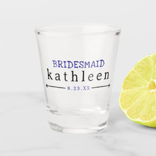 Eenvoudige Navy Blauwe Bruidsmeisje Persoonlijk Shot Glas