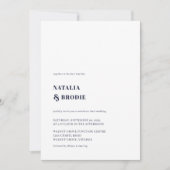 Eenvoudige NAVY BLAUWE en Witte Trouw Uitnodiging (Voorkant)