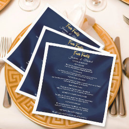 Eenvoudige Navy Blauwe & Gouden Trouw Moderne Leuk Servet