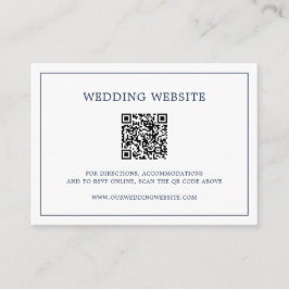 Eenvoudige Navy Blauwe Monogram QR Code Elegante T Informatiekaartje