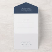 Eenvoudige Navy Blauwe Rand Script QR Code Trouwen All In One Uitnodiging (Buitenkant)