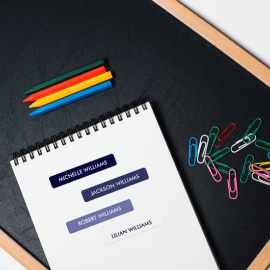 Eenvoudige Navy BLAUWE Schaal Kinder Naam Labels