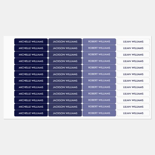 Eenvoudige Navy BLAUWE Schaal Kinder Naam Labels (Vel)