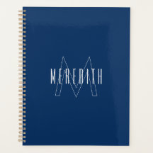 Eenvoudige Navy Blauwe Witte Monogram Naam