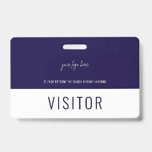 Eenvoudige Navy Blue Bezoekerspas Bedrijfslogo Badge