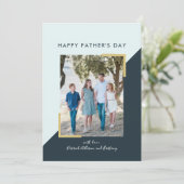 Eenvoudige Navy Blue Blocks Foto Vaderdag Kaart (Staand voorkant)