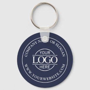 Eenvoudige Navy Blue Custom Business Logo Promotio Sleutelhanger