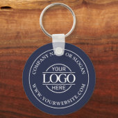 Eenvoudige Navy Blue Custom Business Logo Promotio Sleutelhanger (Voorkant)