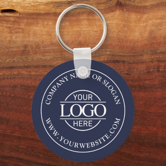 Eenvoudige Navy Blue Custom Business Logo Promotio Sleutelhanger (Voorkant)