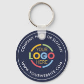 Eenvoudige Navy Blue Custom Business Logo Promotio Sleutelhanger (Achterkant)