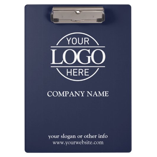 Eenvoudige Navy Blue Custom Company Business Logo Klembord (Voorkant)