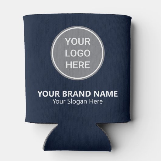Eenvoudige Navy Blue Custom Logo Promotiebedrijf Blikjeskoeler (Achterkant)