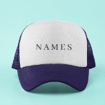 Eenvoudige Navy Blue Custom Name Elegant Trucker Pet<br><div class="desc">Eenvoudige Navy Blue Custom Voeg Jouw naam Elegant Design toe voor iedereen.</div>