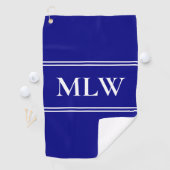 Eenvoudige Navy Blue en White Monogram Sjabloon Golfhanddoek (Insitu)