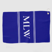 Eenvoudige Navy Blue en White Monogram Sjabloon Golfhanddoek (Horizontaal)