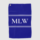 Eenvoudige Navy Blue en White Monogram Sjabloon Golfhanddoek (Voorkant)