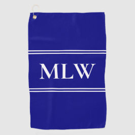 Eenvoudige Navy Blue en White Monogram Sjabloon Golfhanddoek