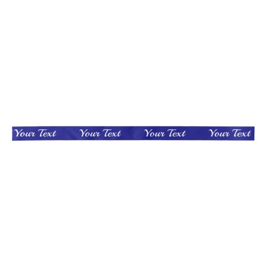 Eenvoudige Navy Blue en White Script Text Sjabloon Satijnen Lint (Voorkant)