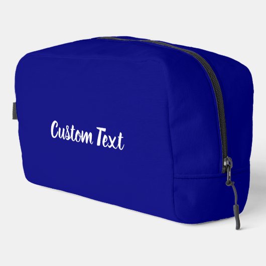 Eenvoudige Navy Blue en White Script Text Sjabloon Toilettasje (Rechterhoek)
