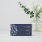 Eenvoudige Navy Blue Floral Minimalist Mandala Visitekaartje (Staand voorkant)