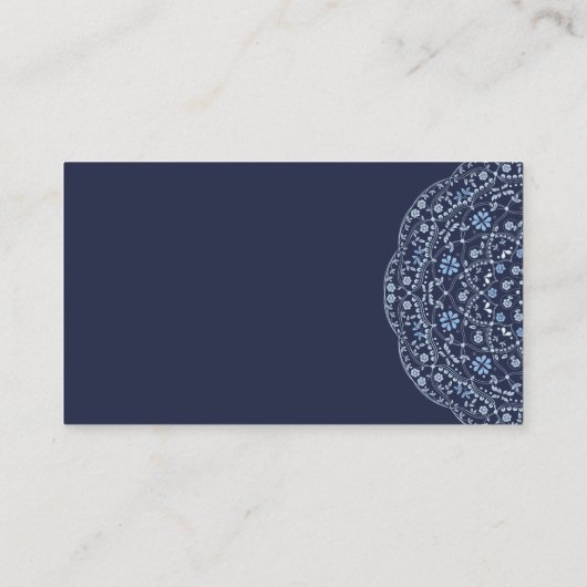 Eenvoudige Navy Blue Floral Minimalist Mandala Visitekaartje (Achterkant)
