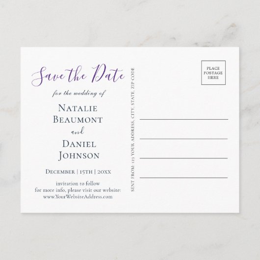 Eenvoudige Navy Blue Floral Save the Date Uitnodiging Briefkaart (Achterkant)
