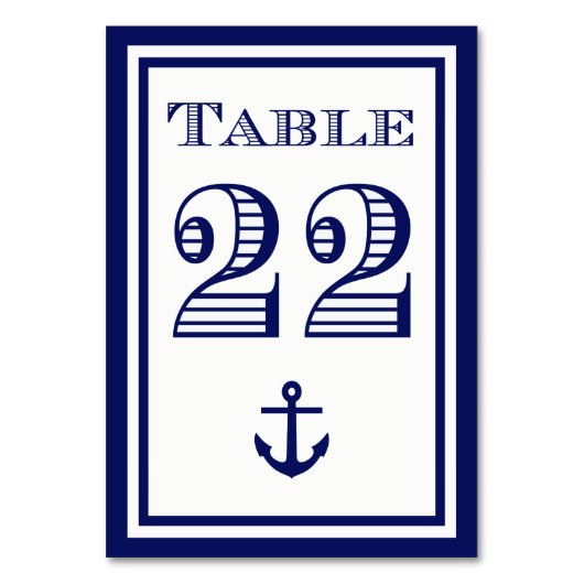Eenvoudige Navy Blue Framed Anker Table Kaart #22 (Voorkant)