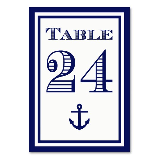 Eenvoudige Navy Blue Framed Anker Table Kaart #24 (Voorkant)