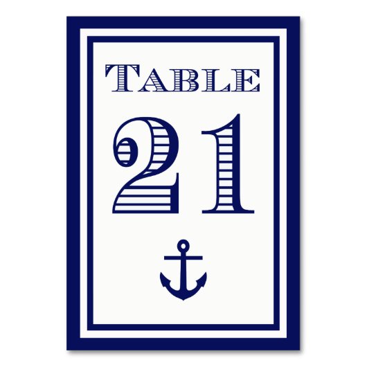 Eenvoudige Navy Blue Framed Anker Tafel Kaart #21 (Voorkant)